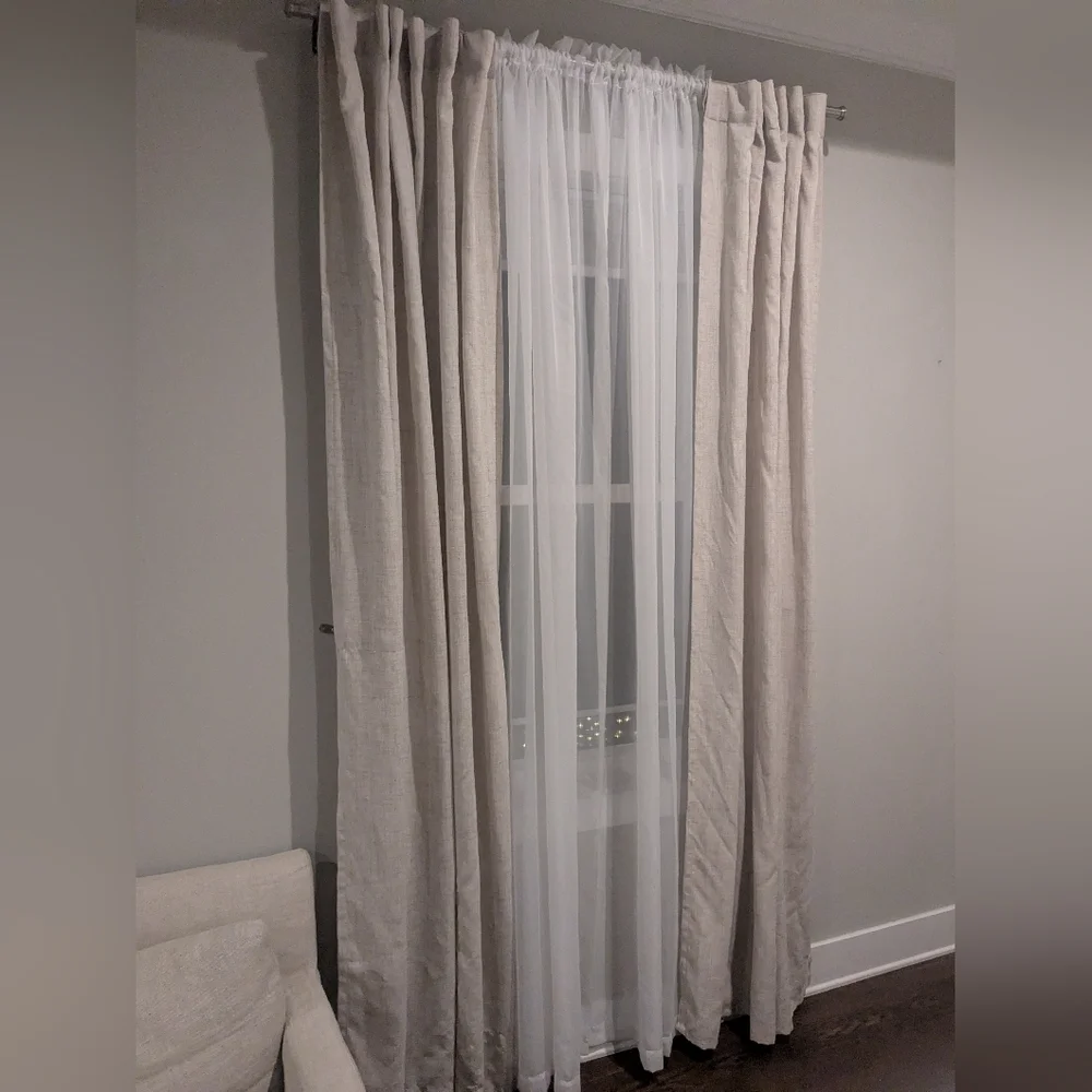 8 Panels Elegant Cream And White Curtains 96 In Long